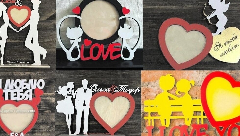 Σετ των 2 Intra απο ξύλο plywood 3mm-4mm πάχος – Συλλογή Κορνίζα φωτογραφιών με θέμα Couple Love για ξύλο 14 Φεβρουαρίου 30x30 cm INTRAVECTRY-MY560609