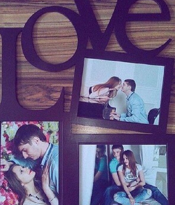 Σετ των 2 Intra απο ξύλο plywood 3mm-4mm πάχος – ξύλο κορνίζας κολάζ φωτογραφιών Love Couple 40x40 cm INTRAVECTRY-MY558658