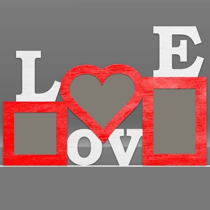 Σετ των 2 Intra απο ξύλο plywood 3mm-4mm πάχος – ξύλο πολλαπλών καρέ φωτογραφιών Love Heart 30x30 cm INTRAVECTRY-MY560616