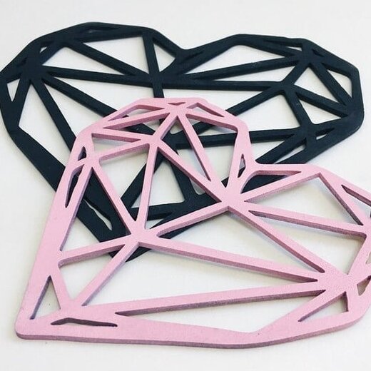 Intra απο ξύλο plywood 3mm-4mm πάχος – Γεωμετρικό ξύλο Heart Metal Decor Wall 10x10 cm INTRAVECTRY-MY557398