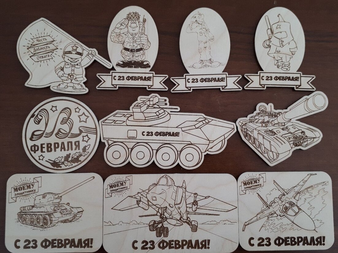 Σετ των 3 Intra απο ξύλο plywood 3mm-4mm πάχος – Εγχάρακτοι μαγνήτες από ξύλο 23 Φεβρουαρίου ξύλο 40x40 cm INTRAVECTRY-MY561467