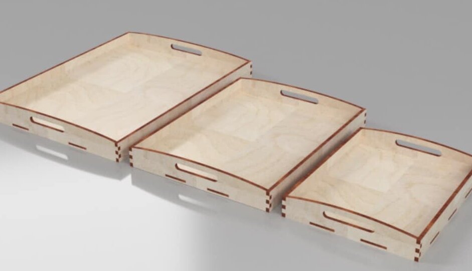 Intra απο ξύλο plywood 3mm-4mm πάχος – 3 Συσκευάστε το ξύλο ορθογώνιων δίσκων σερβιρίσματος 40x40 cm INTRAVECTRY-MY559116