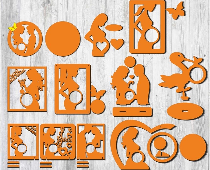 Intra απο ξύλο plywood 3mm-4mm πάχος – Ανακοίνωση εγκυμοσύνης Σάρωση ξύλου συλλογής κορνίζες 25x25 cm INTRAVECTRY-MY556550