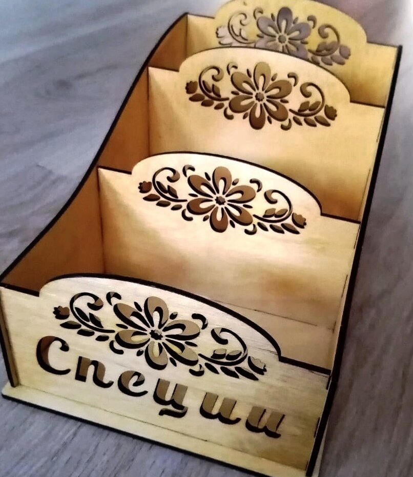 Intra απο ξύλο plywood 3mm-4mm πάχος – ξύλο Ξύλινου κουτιού μπαχαρικών με 3 διαμερίσματα 12x15 cm INTRAVECTRY-MY557765