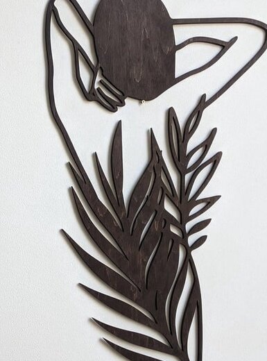 Intra απο ξύλο plywood 3mm-4mm πάχος – Leaf Girl Ξύλινο ντεκόρ τοίχου ξύλο 20x25 cm INTRAVECTRY-MY557403