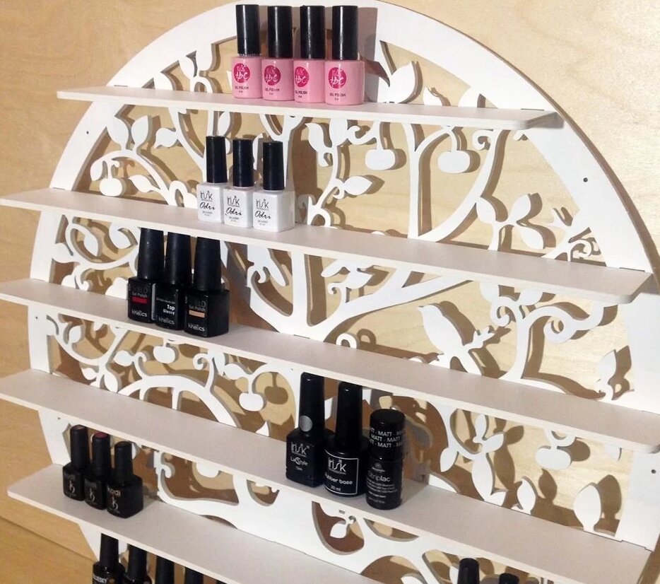 Intra απο ξύλο plywood 3mm-4mm πάχος – Βερνίκι νυχιών 6 επιπέδων Βάση τοίχου Tree Rack File 15x20 cm INTRAVECTRY-MY556595