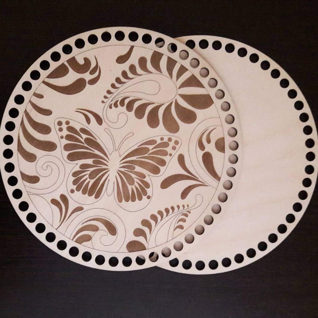 Σετ των 2 Intra απο ξύλο plywood 3mm-4mm πάχος – Καπάκι και βάση καλαθιού βελονάκι 40x40 cm INTRAVECTRY-MY556628