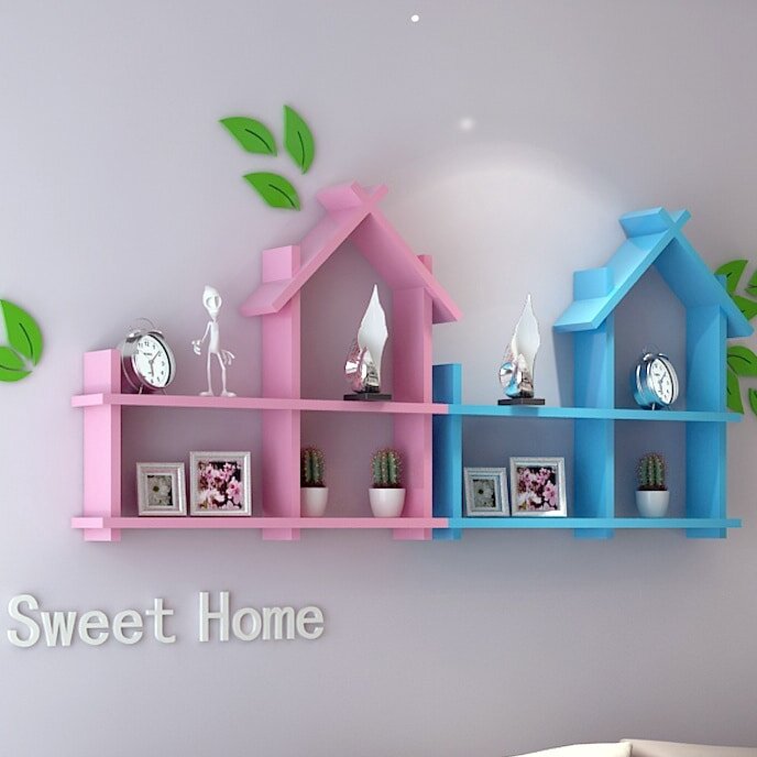 Intra απο ξύλο plywood 3mm-4mm πάχος – Ράφι τοίχου σε σχήμα καλύβας για παιδικό δωμάτιο 25x30 cm INTRAVECTRY-MY556647