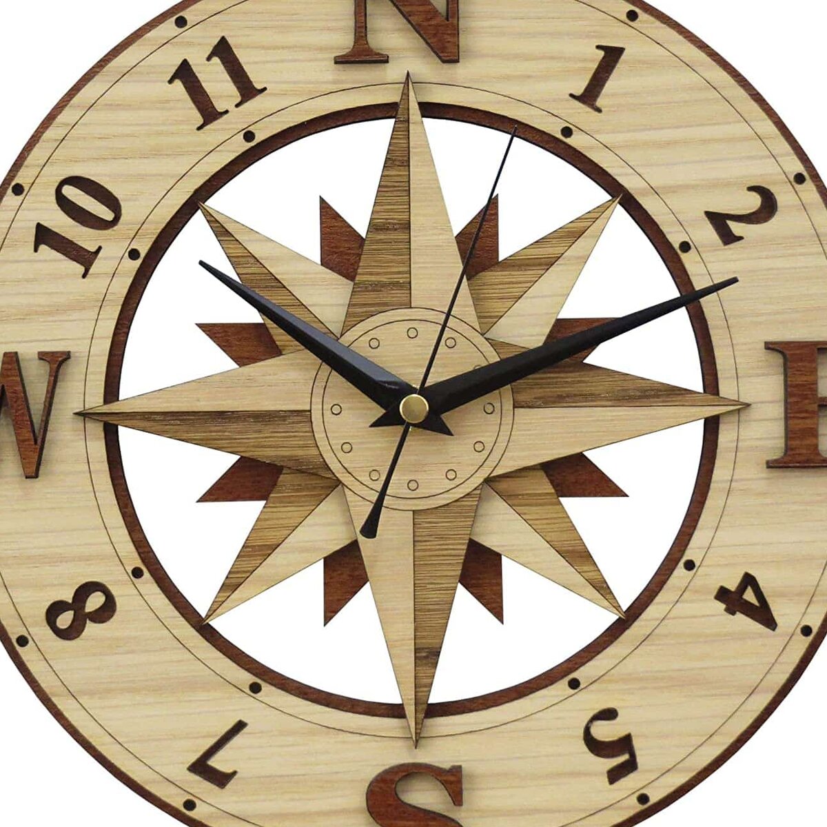 Intra απο ξύλο plywood 3mm-4mm πάχος – Wind Rose Compass Ξύλινο ρολόι τοίχου 45x50 cm INTRAVECTRY-MY561181
