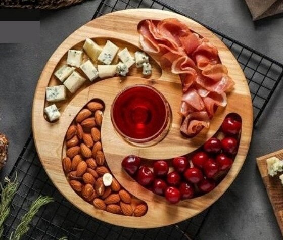 Intra απο ξύλο plywood 3mm-4mm πάχος – Δίσκος παξιμαδιών με τμήματα κύκλο και τετράγωνη συλλογή 40x45 cm INTRAVECTRY-MY559118