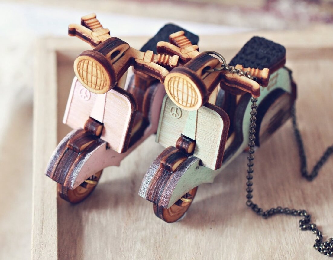 Intra απο ξύλο plywood 3mm-4mm πάχος – Mini Vespa Scooter Ξύλινο Μοντέλο 30x30 cm INTRAVECTRY-MY556661