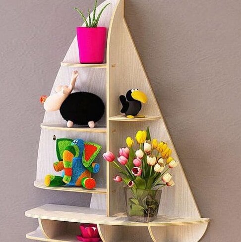 Intra απο ξύλο plywood 3mm-4mm πάχος – Ράφι τοίχου σε σχήμα σκάφους 45x50 cm INTRAVECTRY-MY559220