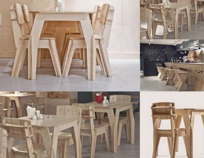 Intra απο ξύλο plywood 3mm-4mm πάχος – Ξύλινη διάταξη τραπεζιού και καρέκλας 30x30 cm INTRAVECTRY-MY556676