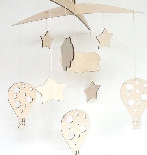 Intra απο ξύλο plywood 3mm-4mm πάχος – Ξύλινη Βρεφική Κούνια Κινητό 25x25 cm INTRAVECTRY-MY556694