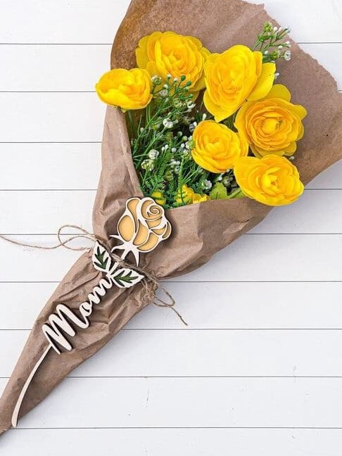 Σετ των 2 Intra απο ξύλο plywood 3mm-4mm πάχος – Συλλογή Ξύλινων Ροζ Λουλουδιών για τη Μητέρα Πατέρα και την Ημέρα του Αγίου Βαλεντίνου 45x50 cm INTRAVECTRY-MY560629