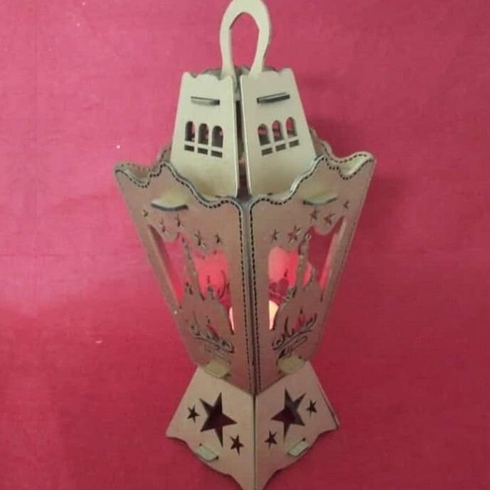 Intra απο ξύλο plywood 3mm-4mm πάχος – Παλαιό ξύλο φαναριού Ramadan Kareem 40x40 cm INTRAVECTRY-MY557184