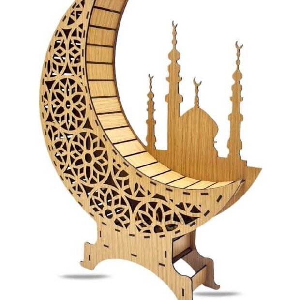 Intra απο ξύλο plywood 3mm-4mm πάχος – Ξύλινο τόξο φαναριού Ramadan Crescent 45x50 cm INTRAVECTRY-MY557190