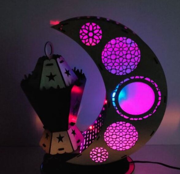 Intra απο ξύλο plywood 3mm-4mm πάχος – Ραμαζάνι Φανάρι Ξύλινο Περιστρεφόμενο ξύλο Ημισελήνου 40x40 cm INTRAVECTRY-MY557193