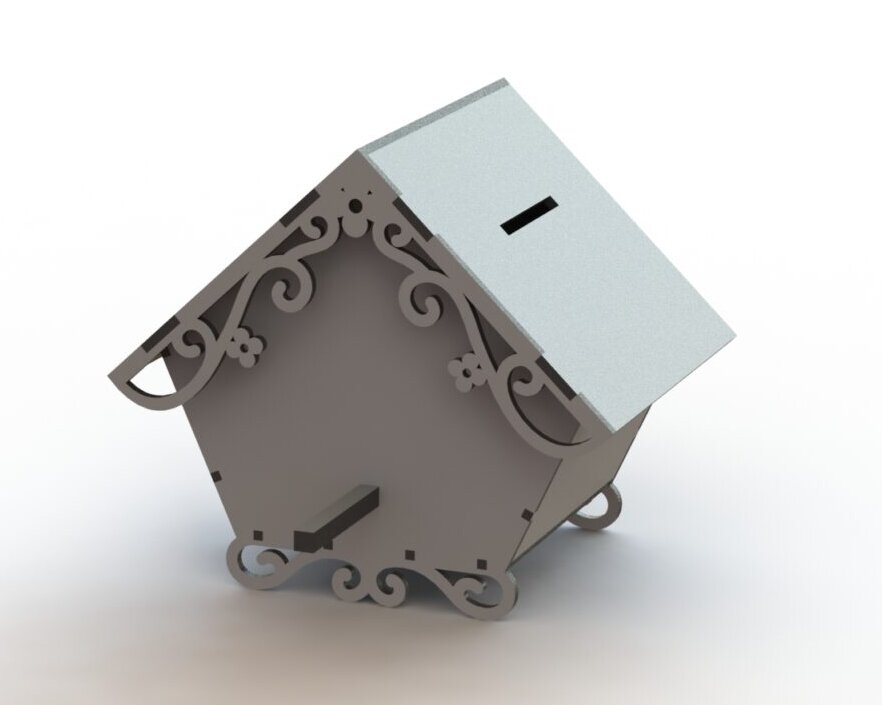 Intra απο ξύλο plywood 3mm-4mm πάχος – ξύλο Κουμπαράς σε σχήμα σπιτιού 40x40 cm INTRAVECTRY-MY557427