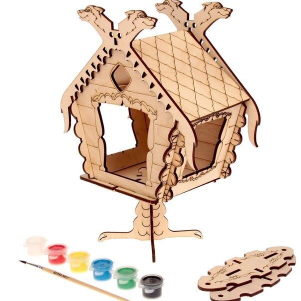 Intra απο ξύλο plywood 3mm-4mm πάχος – Ξύλινη γούρνα τροφοδοσίας καλύβας με ξύλο σχεδίασης αψίδας λύκου 12x15 cm INTRAVECTRY-MY557433