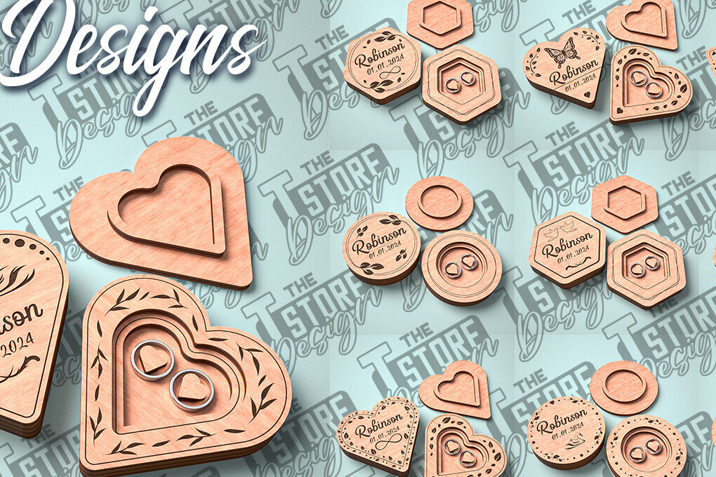 Σετ των 2 Intra απο ξύλο plywood 3mm-4mm πάχος – Κουτί βέρας με λέιζερ | Κουτί κοσμημάτων Δίασταση  20x20 cm INTRAFABR-81328553