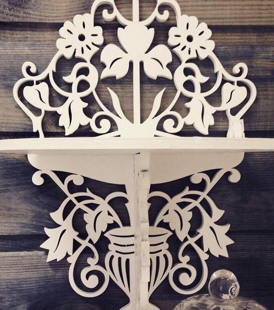 Intra απο ξύλο plywood 3mm-4mm πάχος – ξύλο ραφιού τοίχου Floral Fretwork 45x50 cm INTRAVECTRY-MY559143