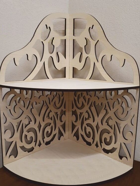 Intra απο ξύλο plywood 3mm-4mm πάχος – Vintage γωνιακό ξύλο ραφιών 2 επιπέδων 12x15 cm INTRAVECTRY-MY559149