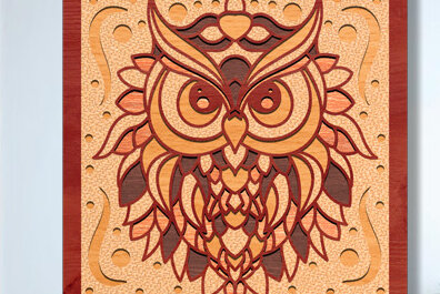 Σετ των 2 Intra απο ξύλο plywood 3mm-4mm πάχος – Owl Layerd Shadow Box Δίασταση  20x20 cm INTRAFABR-74990968