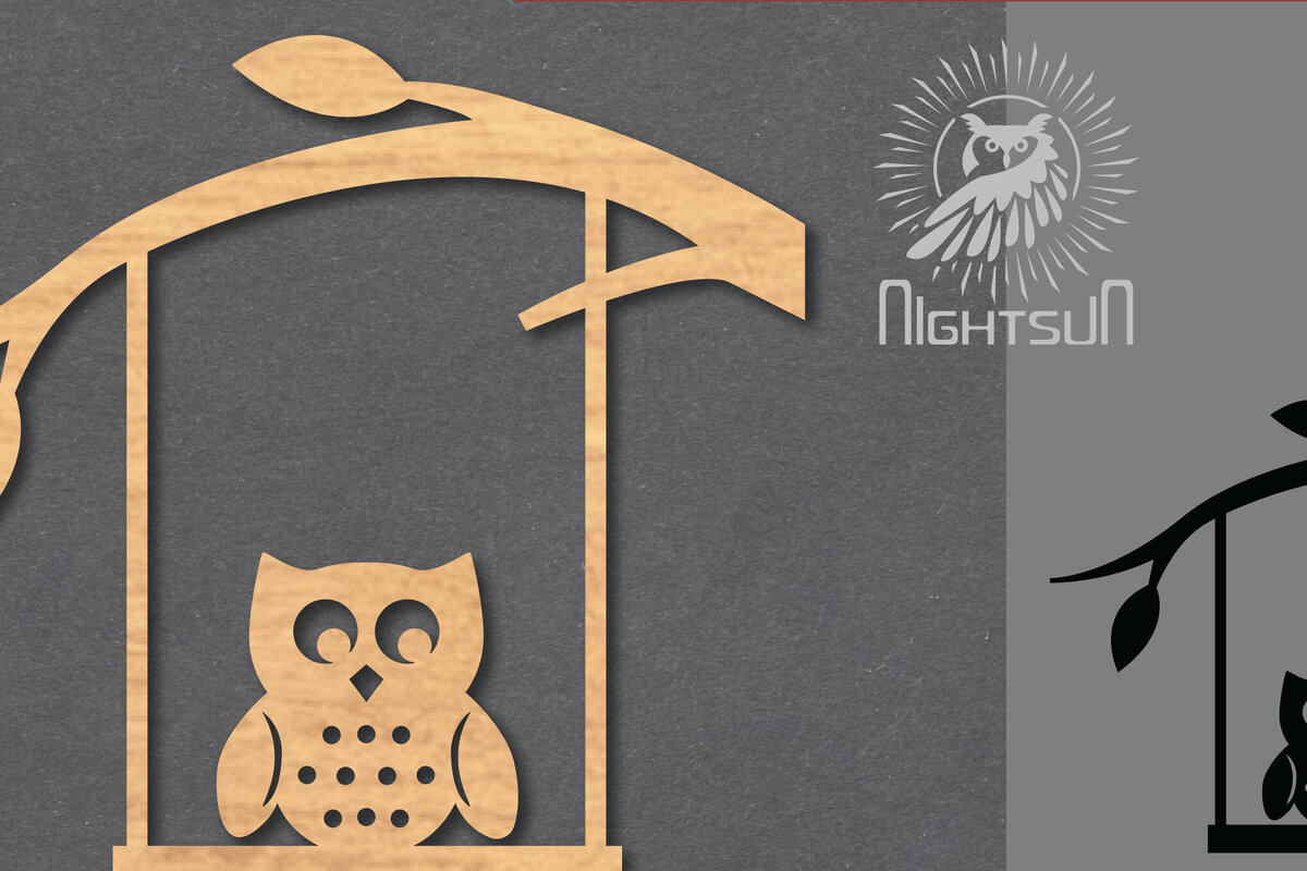 Σετ των 2 Intra απο ξύλο plywood 3mm-4mm πάχος – Κουκουβάγια σε Swing Διακόσμηση 1 Δίασταση  20x20 cm INTRAFABR-119867918