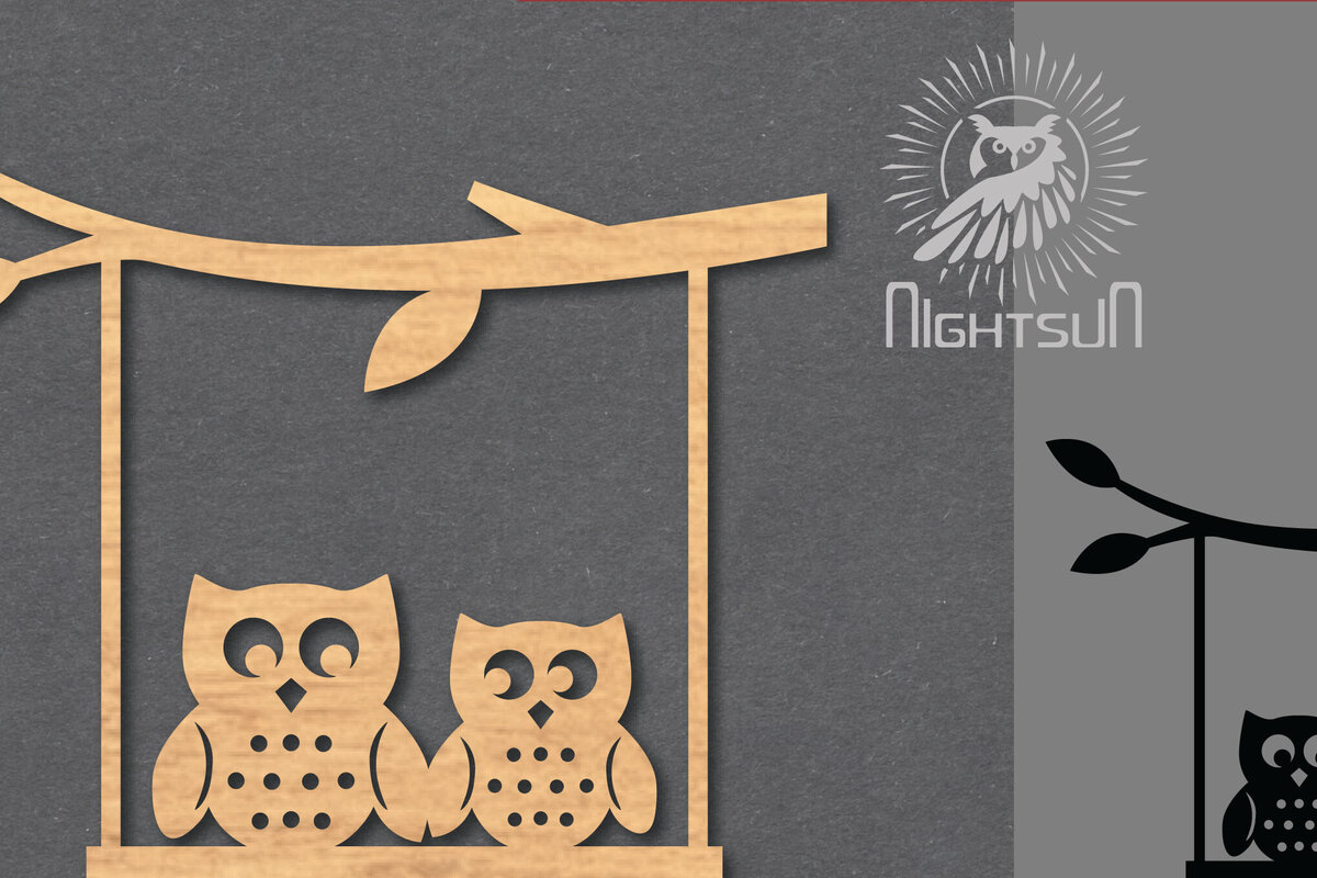 Σετ των 2 Intra απο ξύλο plywood 3mm-4mm πάχος – Κουκουβάγια σε διακοσμητική 2 Δίασταση  20x20 cm INTRAFABR-119867938