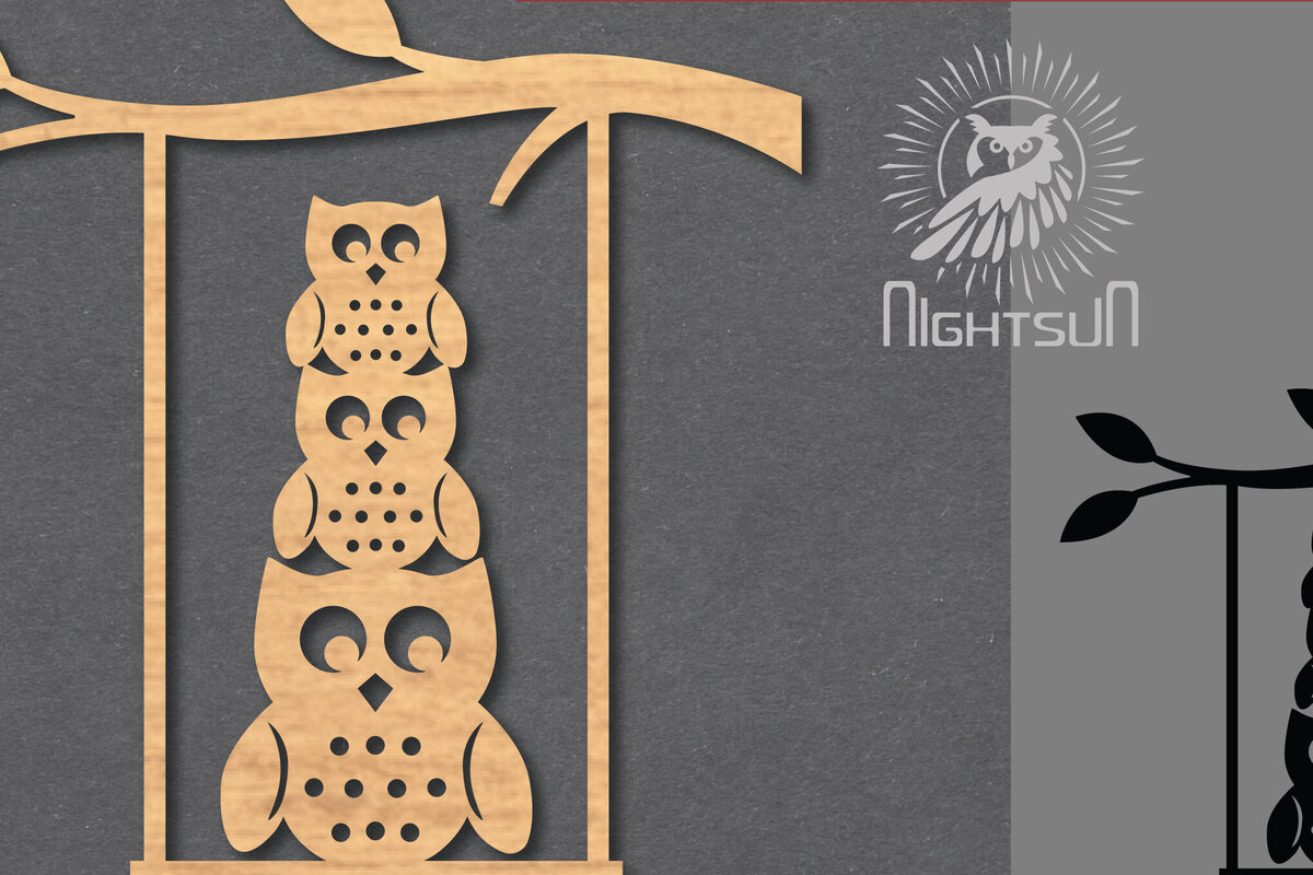 Σετ των 2 Intra απο ξύλο plywood 3mm-4mm πάχος – Κουκουβάγια σε διακοσμητική αιώρησης 3 Δίασταση  20x20 cm INTRAFABR-119867968