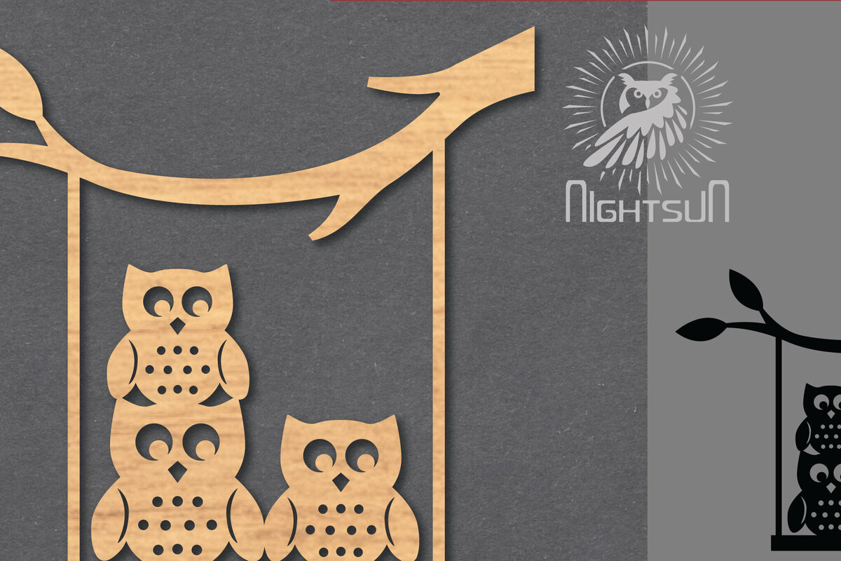 Intra απο ξύλο plywood 3mm-4mm πάχος – Κουκουβάγια σε διακοσμητικό κοπής με λέιζερ αιώρησης 4 Δίασταση  40x30 cm INTRAFABR-119867997