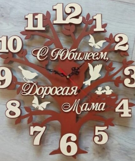 Intra απο ξύλο plywood 3mm-4mm πάχος – ξύλο στρογγυλού ρολογιού τοίχου Tree with Birds 25x25 cm INTRAVECTRY-MY561004