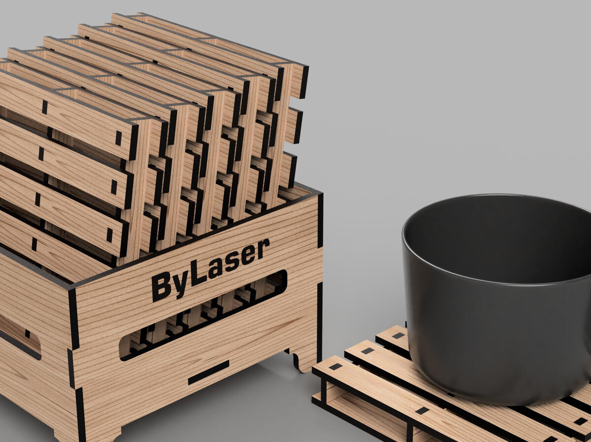 Σετ των 2 Intra απο ξύλο plywood 3mm-4mm πάχος – Σουβέρ παλετών για Αρχεία κοπής με λέιζερ Δίασταση  20x20 cm INTRAFABR-108551329