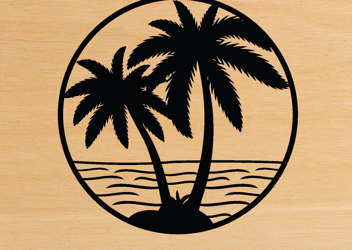 Intra απο ξύλο plywood 3mm-4mm πάχος – Palm Tree Metal Wall Art, Αρχείο κοπής με λέιζερ Δίασταση  40x30 cm INTRAFABR-64302224