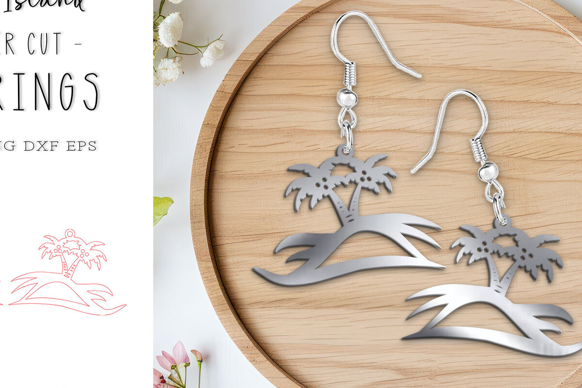 Σετ των 3 Intra απο ξύλο plywood 3mm-4mm πάχος – Αρχείο κοπής με λέιζερ καλοκαιρινά σκουλαρίκια Palm Tree Δίασταση  5x5 cm INTRAFABR-121424244