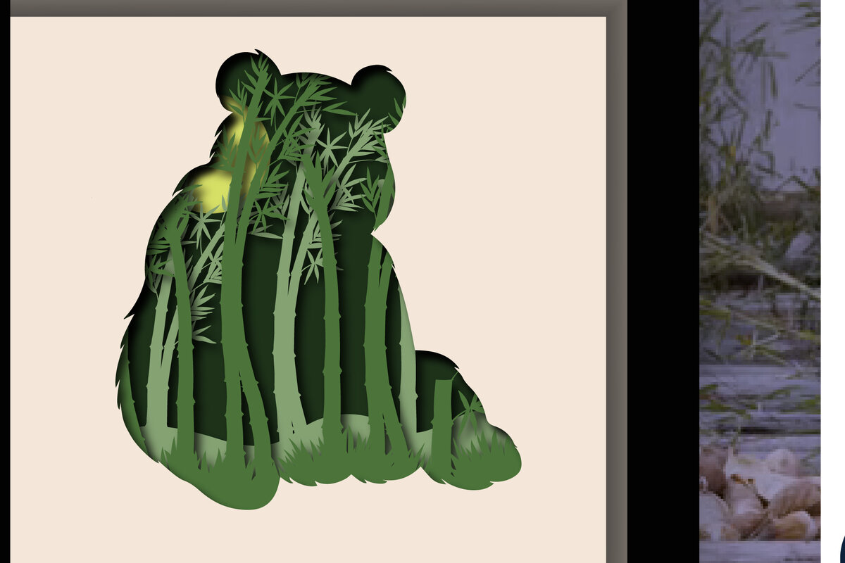 Σετ των 2 Intra απο ξύλο plywood 3mm-4mm πάχος – Panda Bamboo Forest Laser Δίασταση  20x20 cm INTRAFABR-28385116