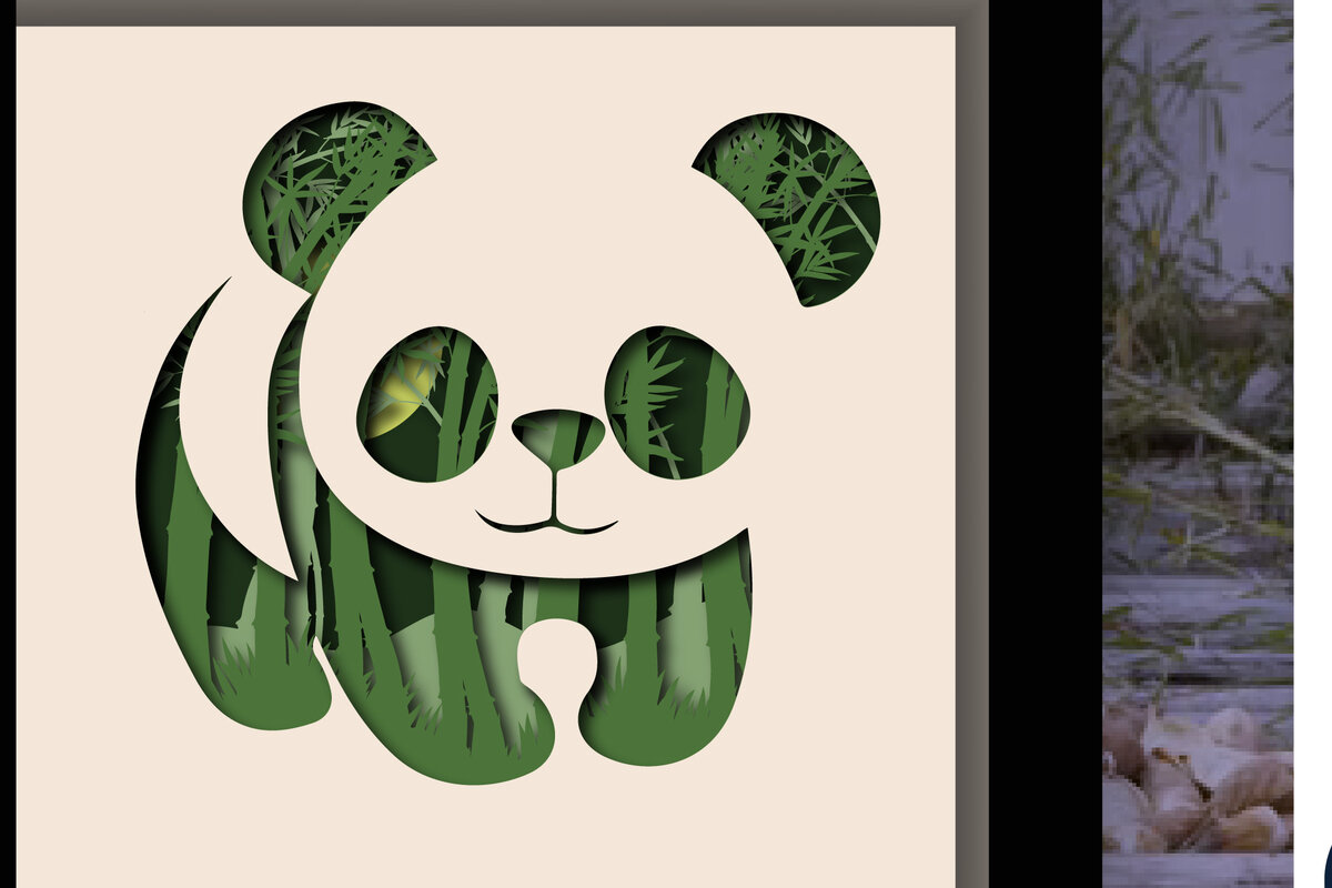 Σετ των 2 Intra απο ξύλο plywood 3mm-4mm πάχος – Panda Bamboo Forest Laser Δίασταση  20x20 cm INTRAFABR-28379325