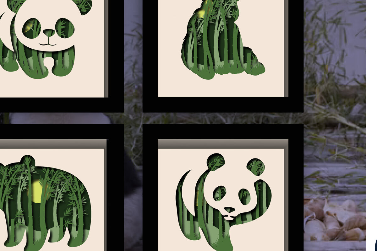 Σετ των 2 Intra απο ξύλο plywood 3mm-4mm πάχος – Πακέτο Panda Bamboo Forest Layer Δίασταση  20x20 cm INTRAFABR-28385407