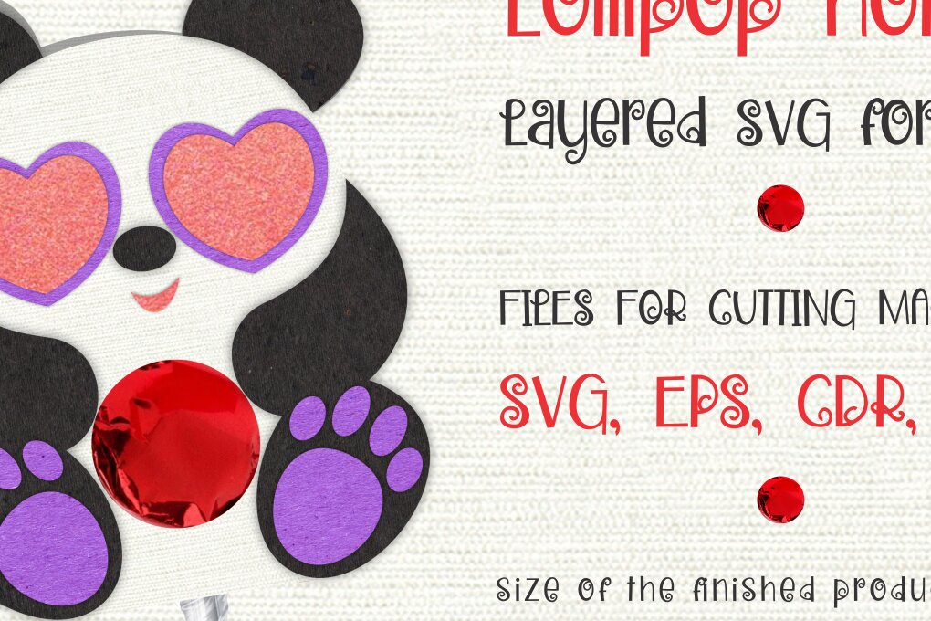 Σετ των 2 Intra απο ξύλο plywood 3mm-4mm πάχος – Panda Bear Lollipop Holder για παιδιά Δίασταση  20x20 cm INTRAFABR-8145305