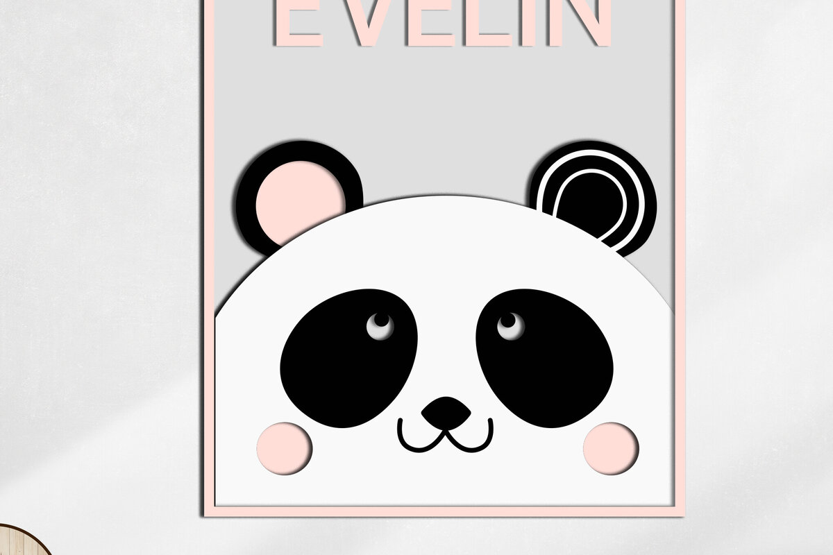 Σετ των 2 Intra απο ξύλο plywood 3mm-4mm πάχος – Αρχείο κοπής πολλαπλών επιπέδων Panda Wall Panno Δίασταση  20x20 cm INTRAFABR-99805080