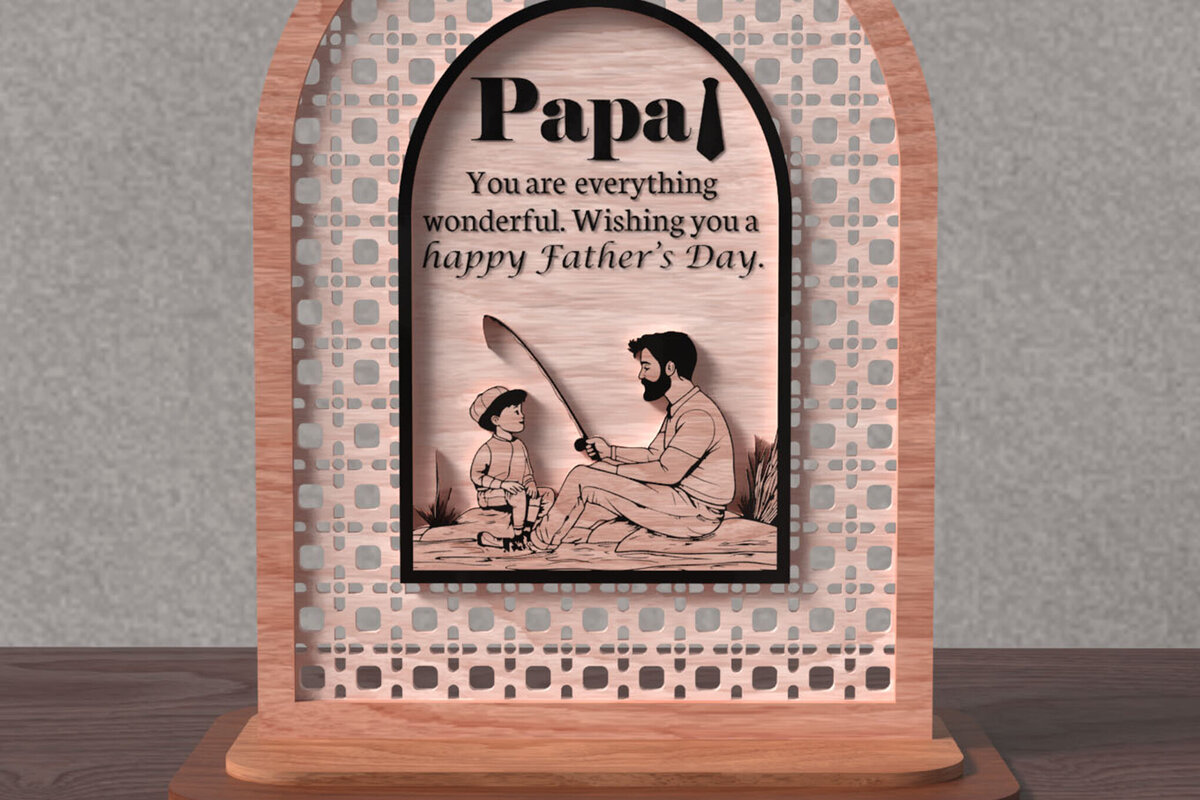 Σετ των 2 Intra απο ξύλο plywood 3mm-4mm πάχος – Papa Happy Ημέρα του Πατέρα Δίασταση  20x20 cm INTRAFABR-122046014