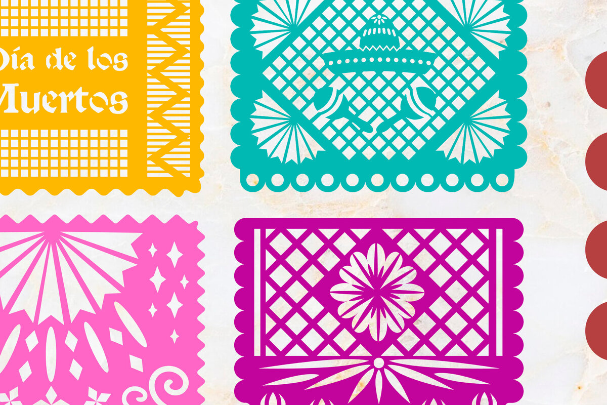 Σετ των 2 Intra απο ξύλο plywood 3mm-4mm πάχος – Papel Picado Banner Δίασταση  20x20 cm INTRAFABR-106651048