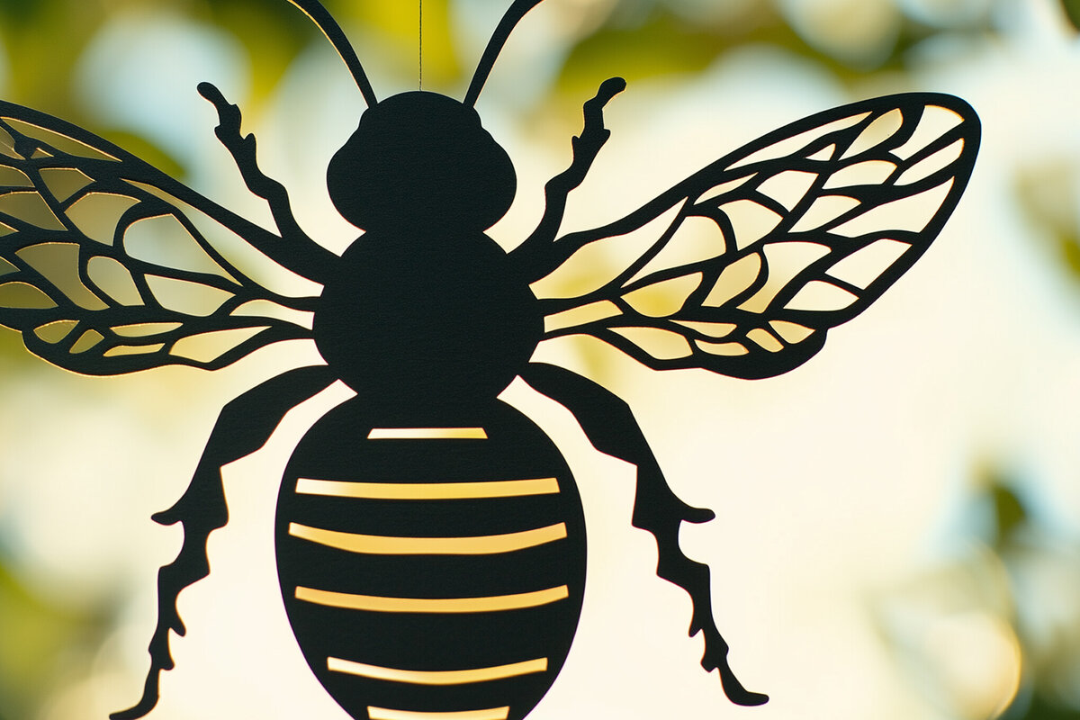 Σετ των 2 Intra απο ξύλο plywood 3mm-4mm πάχος – Paper Cut Bee Δίασταση  20x20 cm INTRAFABR-107608245