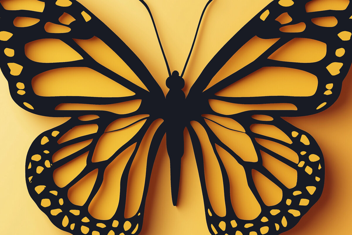 Σετ των 2 Intra απο ξύλο plywood 3mm-4mm πάχος – Paper Cut Butterfly Δίασταση  20x20 cm INTRAFABR-108159728