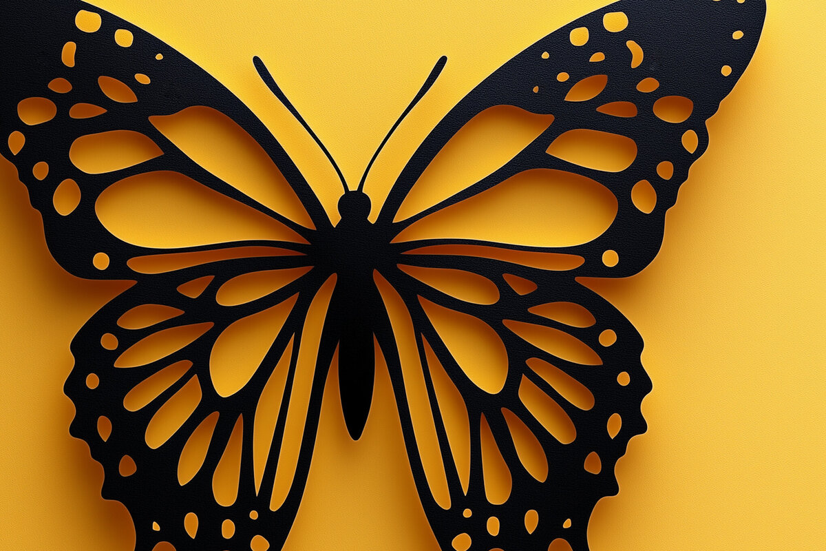 Σετ των 2 Intra απο ξύλο plywood 3mm-4mm πάχος – Paper Cut Butterfly Δίασταση  20x20 cm INTRAFABR-108164313