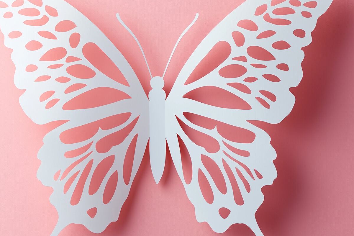 Σετ των 2 Intra απο ξύλο plywood 3mm-4mm πάχος – Paper Cut Butterfly Δίασταση  20x20 cm INTRAFABR-108171644