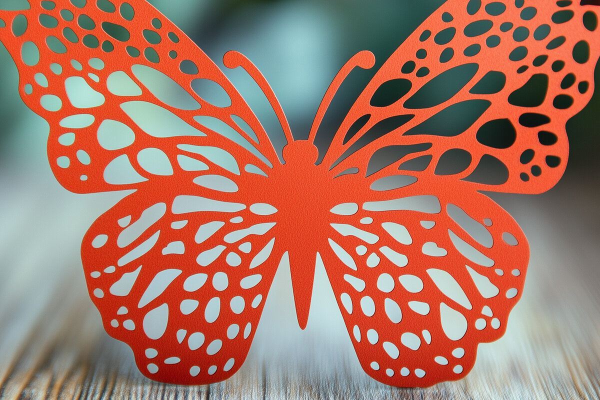 Σετ των 2 Intra απο ξύλο plywood 3mm-4mm πάχος – Paper Cut Butterfly Δίασταση  20x20 cm INTRAFABR-113920468