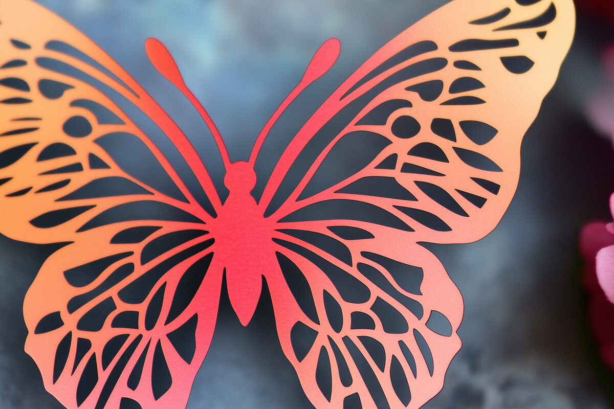 Σετ των 2 Intra απο ξύλο plywood 3mm-4mm πάχος – Paper Cut Butterfly Δίασταση  20x20 cm INTRAFABR-113921109