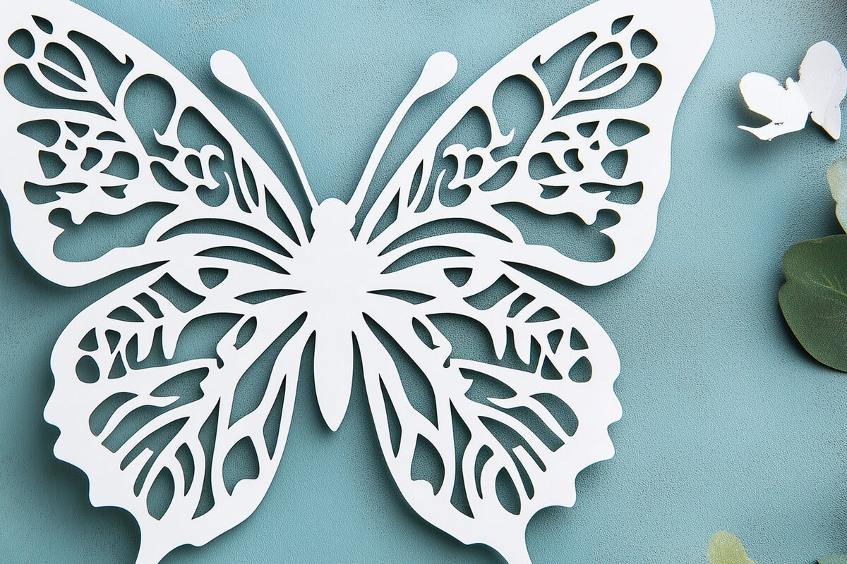 Σετ των 2 Intra απο ξύλο plywood 3mm-4mm πάχος – Paper Cut Butterfly Δίασταση  20x20 cm INTRAFABR-113933502